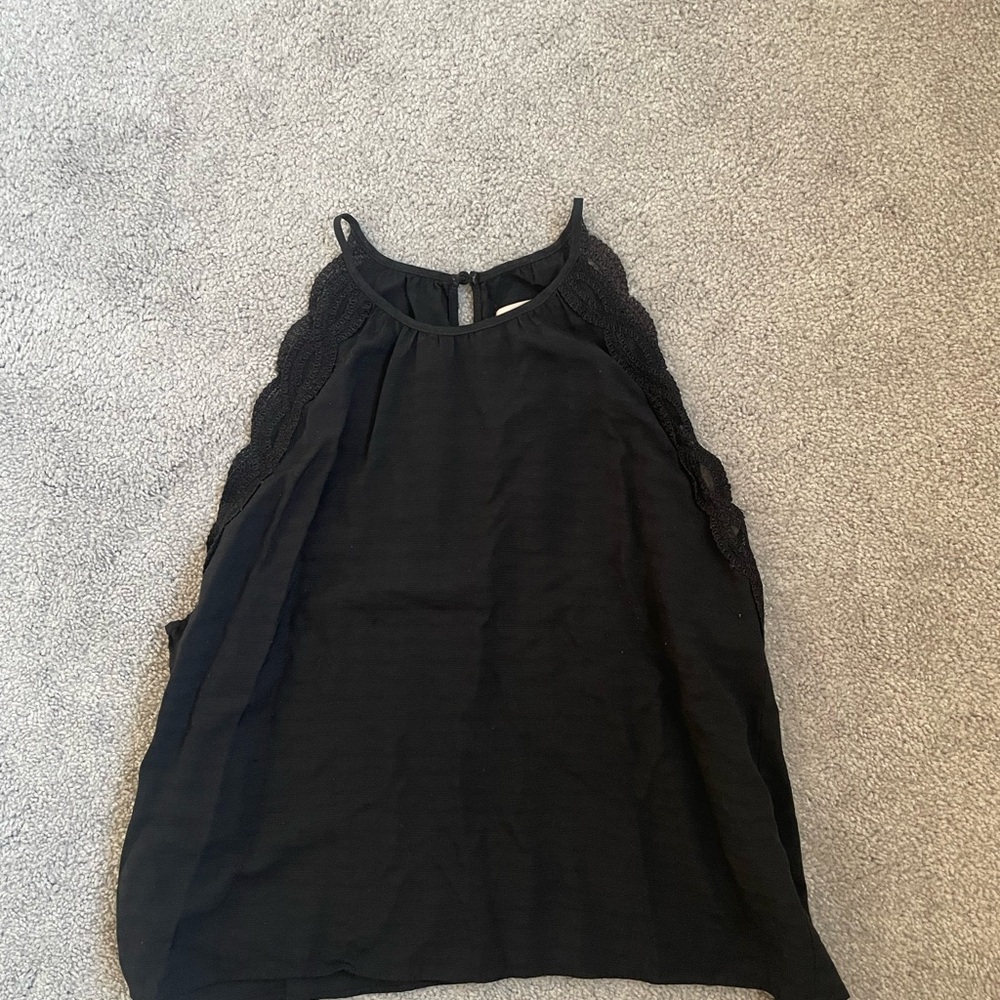 Elegant Black Lace Trim Women's Top